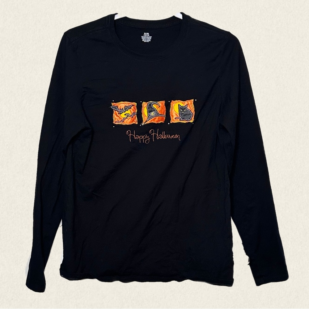 Halloween Embroidered Long Sleeve Cotton Shirt